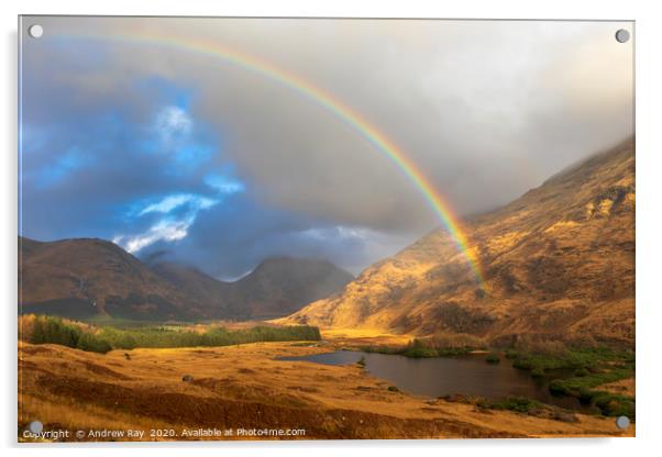 Rainbow over Lochan Urr Acrylic by Andrew Ray
