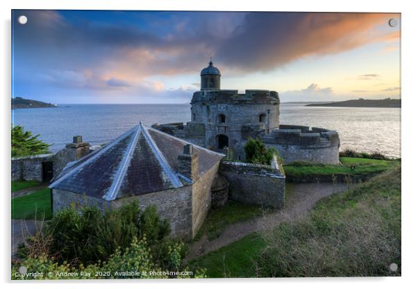 St Mawes Castle at sunset Acrylic by Andrew Ray