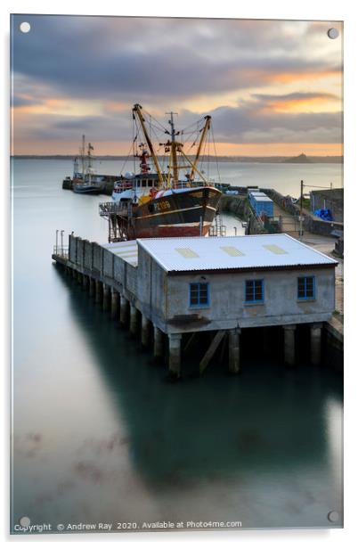 Newlyn dry dock at sunrise Acrylic by Andrew Ray