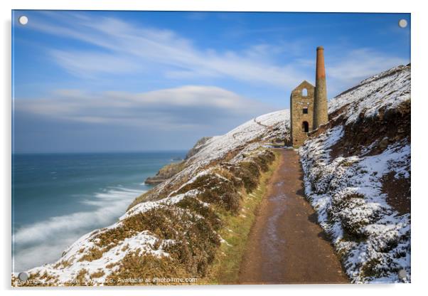 Winter at Wheal Coates Acrylic by Andrew Ray