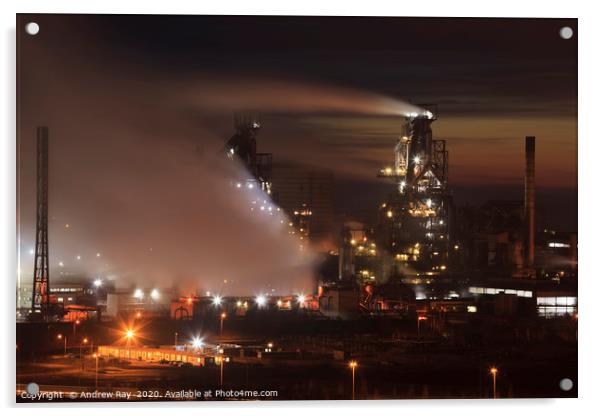 Early evening at Port Talbot Steelworks Acrylic by Andrew Ray