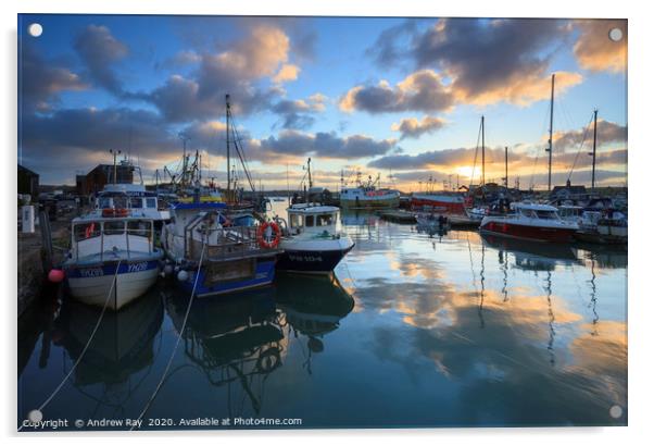 Reflections of sunset (Padstow) Acrylic by Andrew Ray