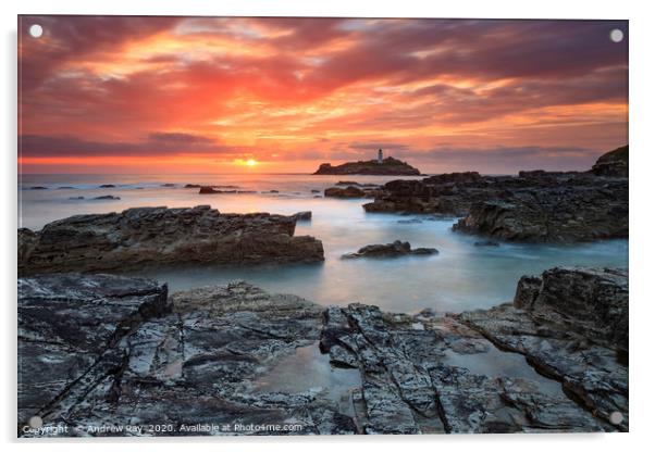 Summers Sunset (Godrevy) Acrylic by Andrew Ray