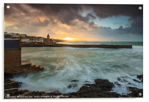 Sunrise view (Porthleven) Acrylic by Andrew Ray