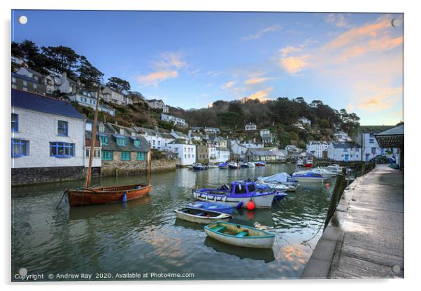 Inner harbour at sunrise (Polperro) Acrylic by Andrew Ray