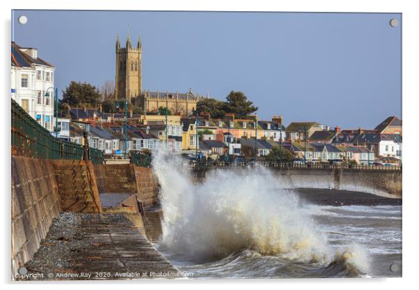 Incoming Wave at Penzance  Acrylic by Andrew Ray