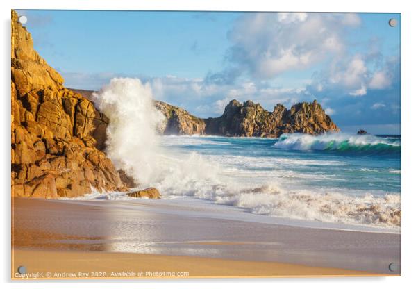 The wave (Porthcurno) Acrylic by Andrew Ray