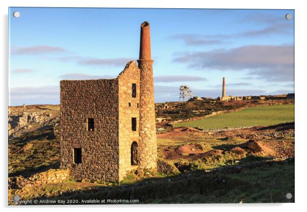 Engine Houses at Wheal Owles Acrylic by Andrew Ray