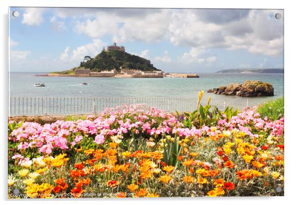 Floral Display St Michael's Mount Acrylic by Andrew Ray