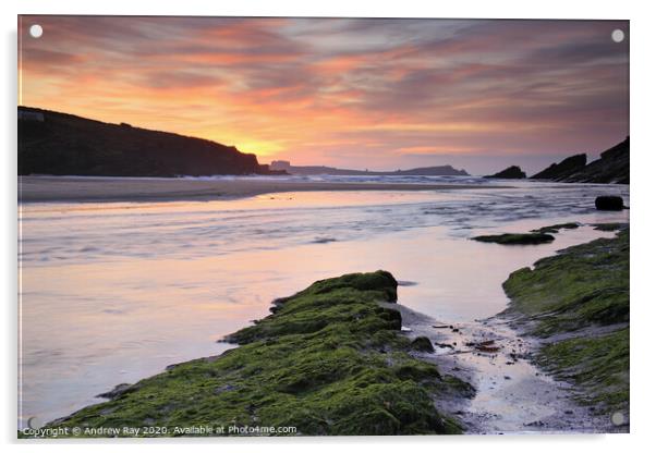 Porth Sunset Acrylic by Andrew Ray