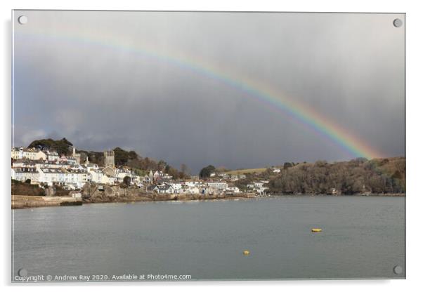 Rainbow over Fowey Acrylic by Andrew Ray