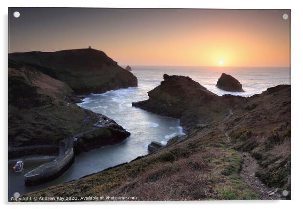 Boscastle sunset Acrylic by Andrew Ray