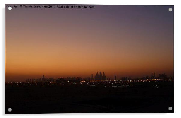  Dubai skyline Acrylic by Yasmin Jeevanjee