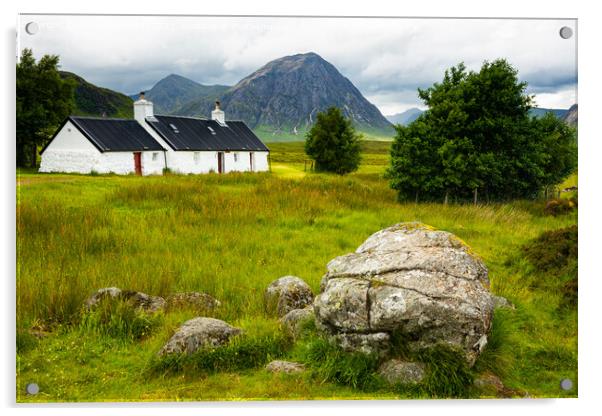 Black Rock Cottage and Buachaille Etive Mor Acrylic by Howard Kennedy