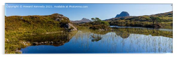 Panoramic view of Suilven and Canisp from Loch Dru Acrylic by Howard Kennedy
