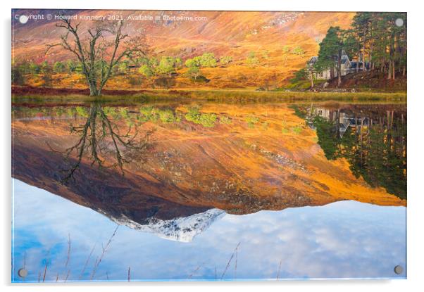 Still water reflections Loch Affric Acrylic by Howard Kennedy