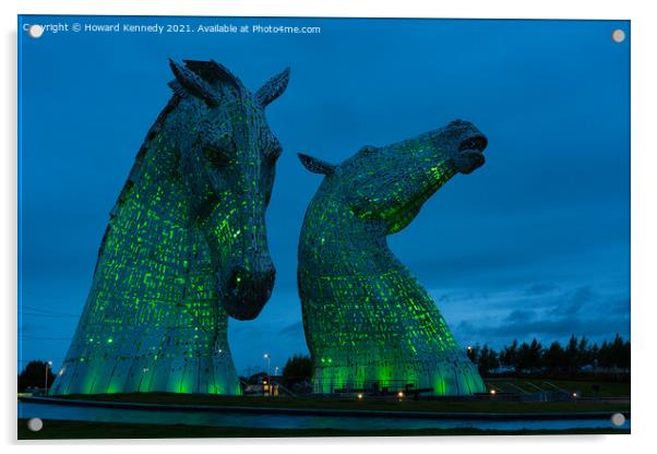 The Kelpies at The Helix, Scotland Acrylic by Howard Kennedy