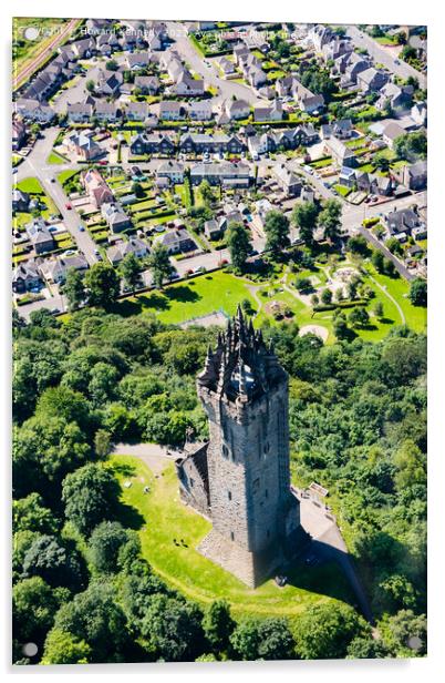 Wallace Monument from the air Acrylic by Howard Kennedy