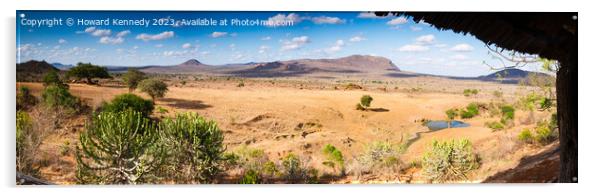 Panorama of Rhino Valley in Tsavo West Acrylic by Howard Kennedy