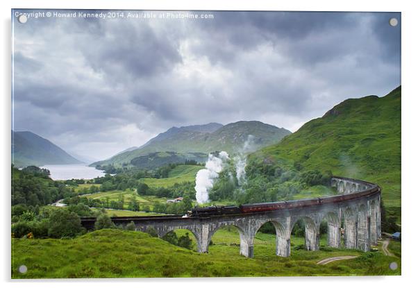Jacobite Express crossing Glenfinnan Viaduct Acrylic by Howard Kennedy