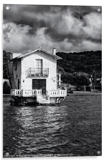 Mahon harbour house - Menorca Acrylic by Miguel Herrera