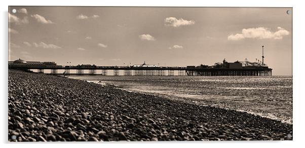 Brighton Pier & Beach - sepia Acrylic by Paul Piciu-Horvat