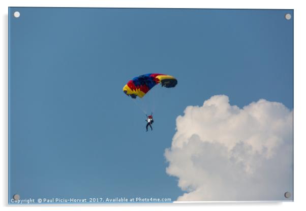 Parachute jumper in the sky Acrylic by Paul Piciu-Horvat
