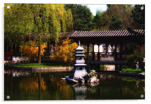 Chinese Garden Acrylic by Paul Piciu-Horvat