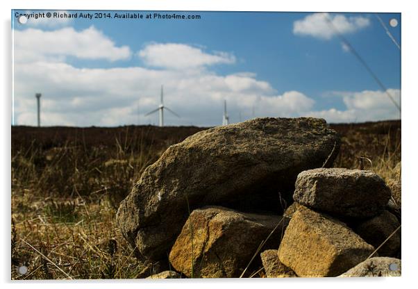  Rocks and Wind turbines  Acrylic by Richard Auty
