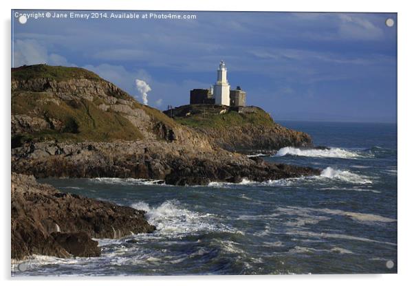  Mumbles Lighthouse Acrylic by Jane Emery