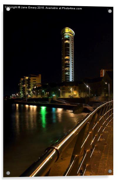  Meridian Tower Swansea Acrylic by Jane Emery