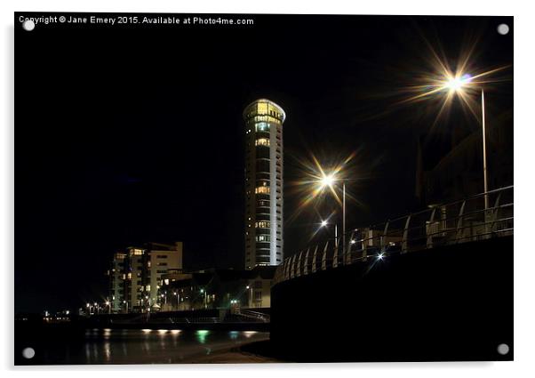  Swansea Marina at Night Acrylic by Jane Emery