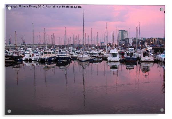  Swansea Marina at Dusk Acrylic by Jane Emery