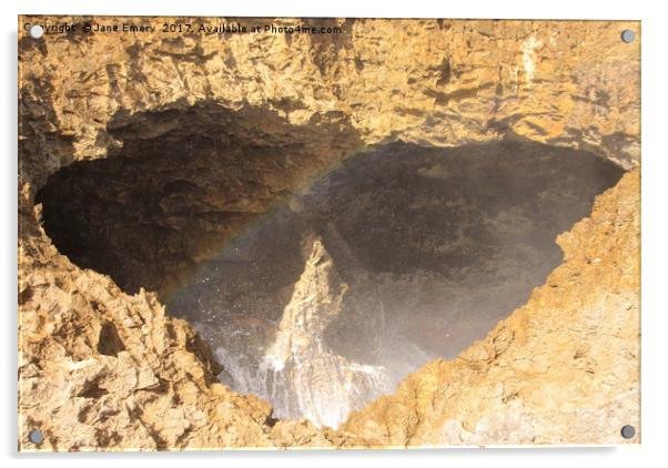 Rainbows in Blow Hole Acrylic by Jane Emery