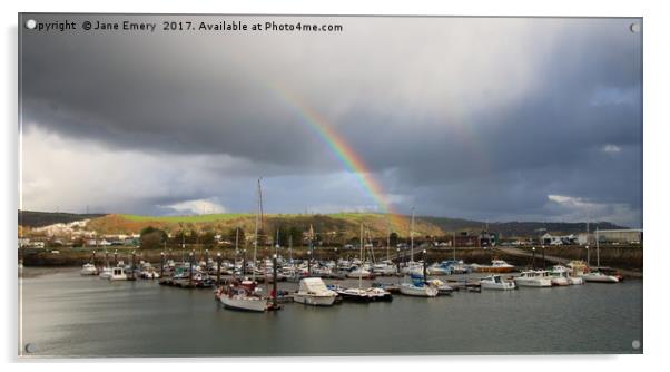 Double Rainbow Over Burry Port  Acrylic by Jane Emery