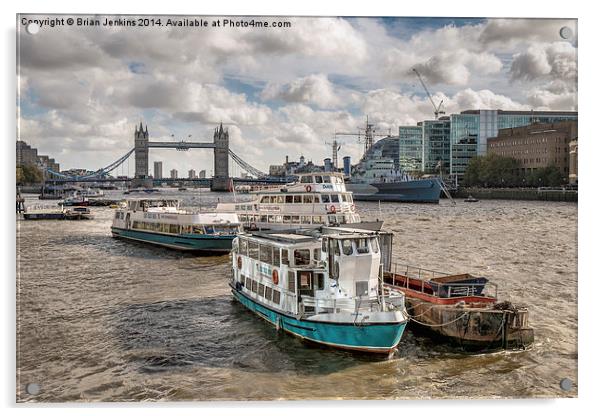  Thames Boats Acrylic by Brian Jenkins