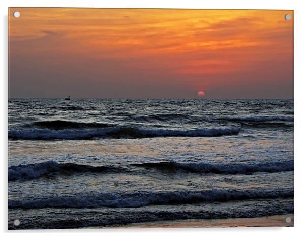  Sunset in Arabian Sea Acrylic by Lalam M