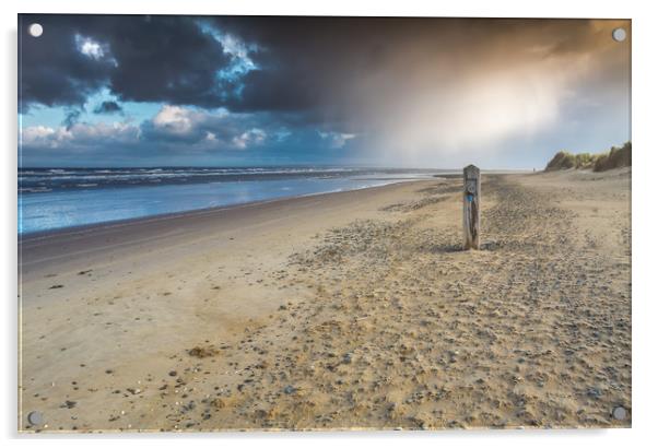 Beach storm Acrylic by Jonathon barnett