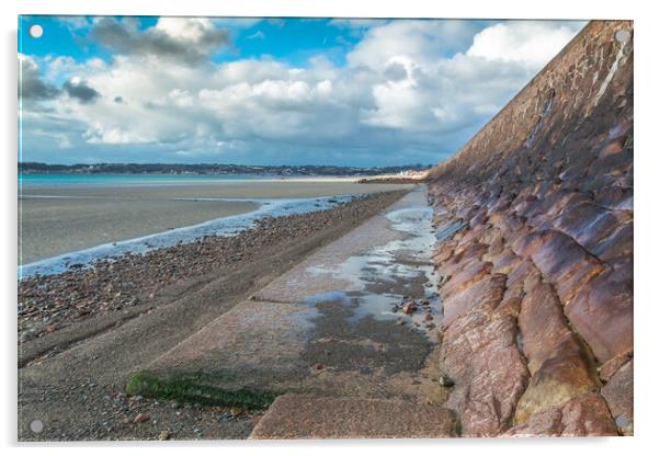 St Helier sea wall Acrylic by Jonathon barnett