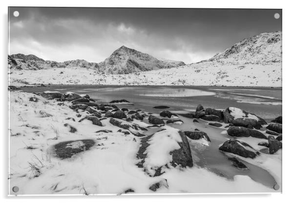 Snowdon Horseshoe in winter  Acrylic by Jonathon barnett