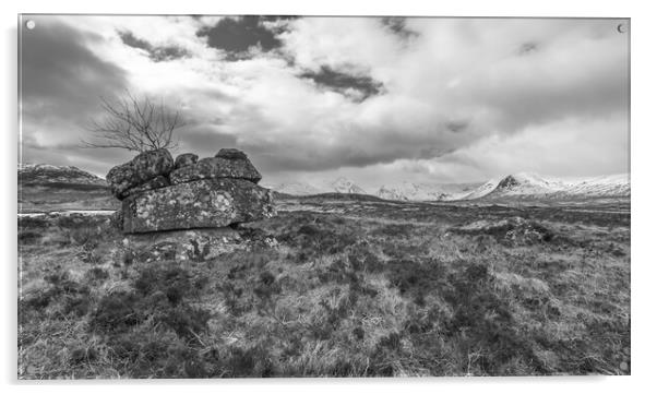 Stacked rocks Rannoch Moor Scotland Acrylic by Jonathon barnett