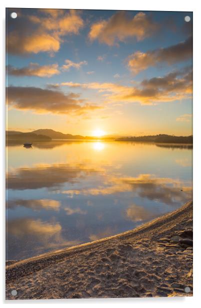 Loch Lomond beach sunrise Luss Acrylic by Jonathon barnett