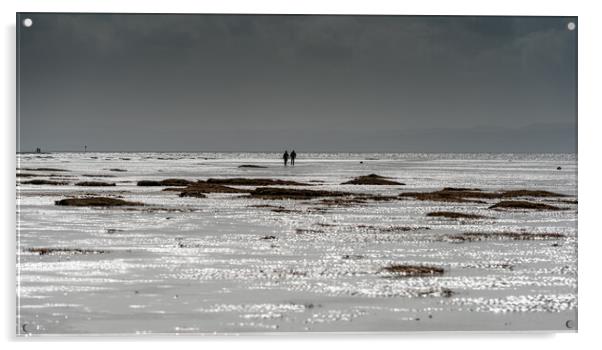 A stroll on the beach West Kirby Wirral Acrylic by Jonathon barnett