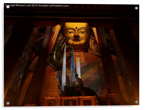 Gigantic Maitreya Buddha  Acrylic by Sharon Cain