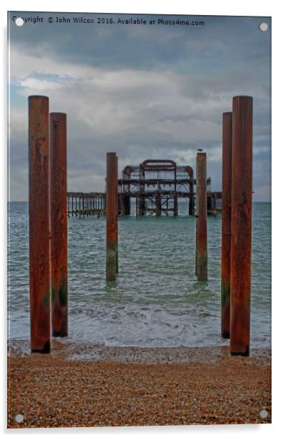 Old Pier in Brighton Acrylic by John Wilcox