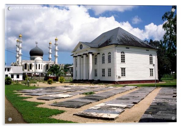 Mosque and Synagogue Paramaribo Acrylic by Richard Wareham
