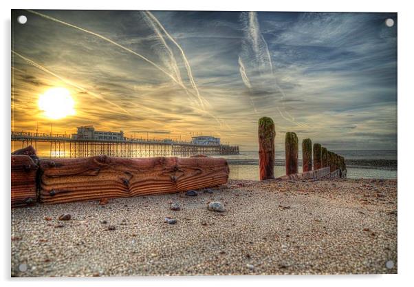  Sunrise at Worthing Pier Acrylic by peter wyatt