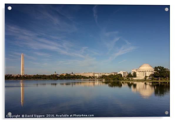 Jefferson Memorial and Washington Monument Acrylic by David Siggers