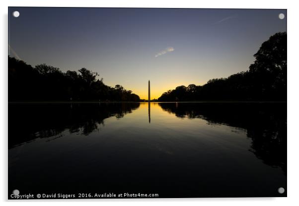 Dawn at the Washington Monument Acrylic by David Siggers