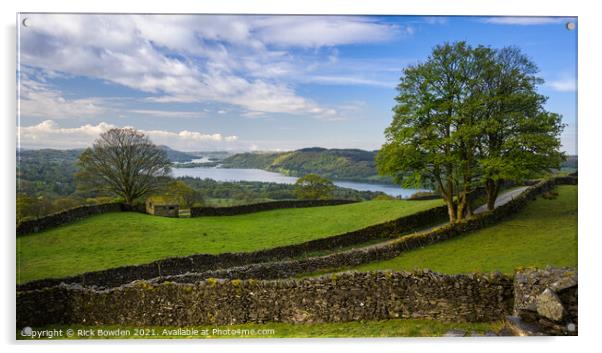 Troutbeck View Over Windermere Acrylic by Rick Bowden